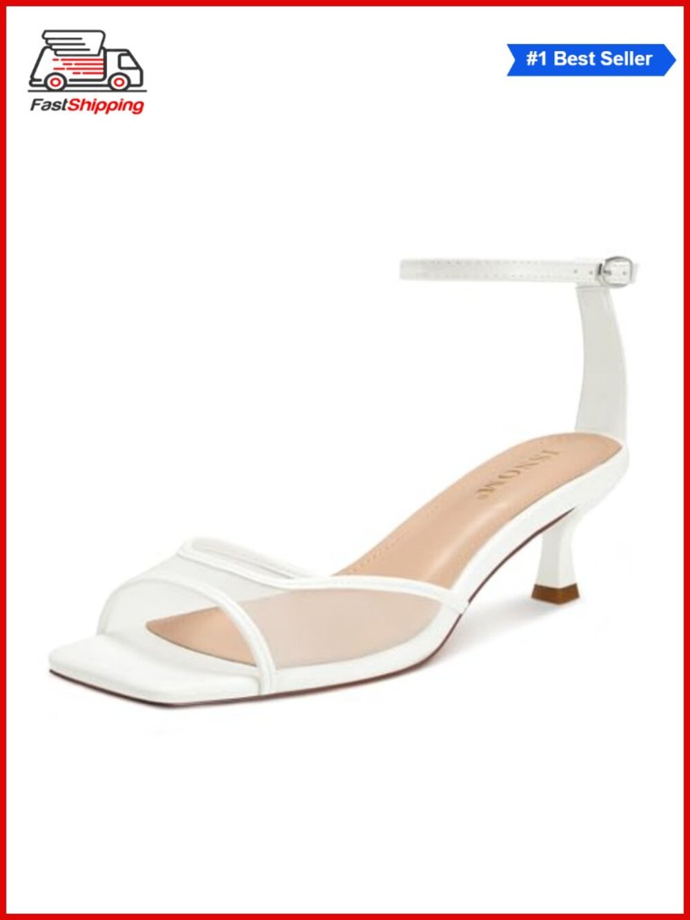 ✨ Women's Mesh Square Toe Kitten Heel Ankle Strap Sandals Dress Shoes